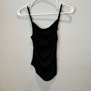 All:Row Black Soft Ribbed Ruched Drapey Spaghetti Strap Blouse - Size M EUC